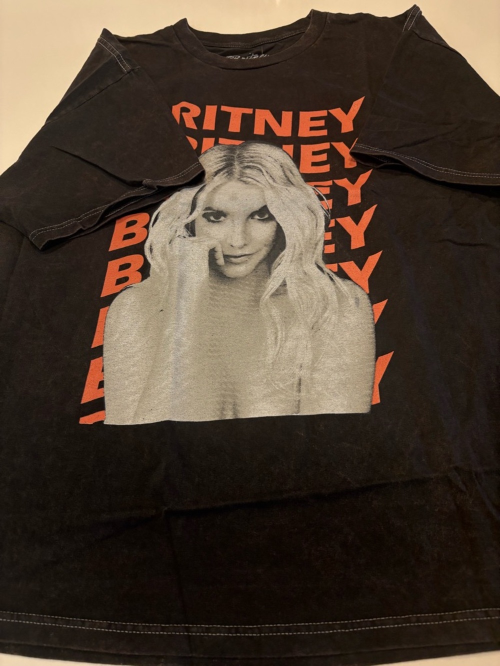 Britney Graphic Tee in Acid Wash Black/Gray Size L/XL NWT